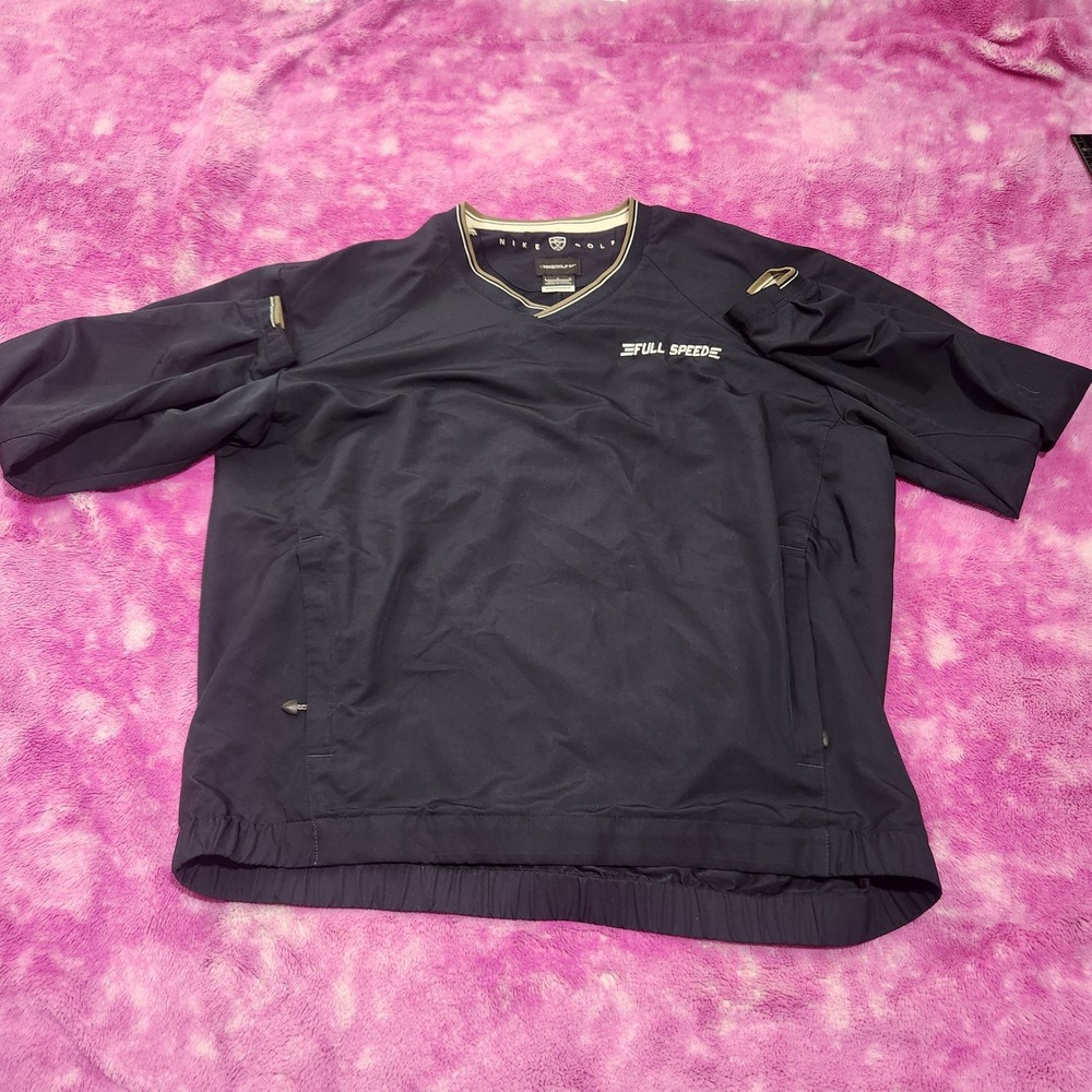 Nike‎ Golf Pullover Windbreaker Men's Large Navy Blue Half Zip Lined Jacket